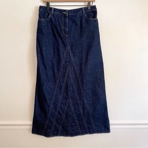 Vintage Denim Paneled Midi Jean Skirt 10